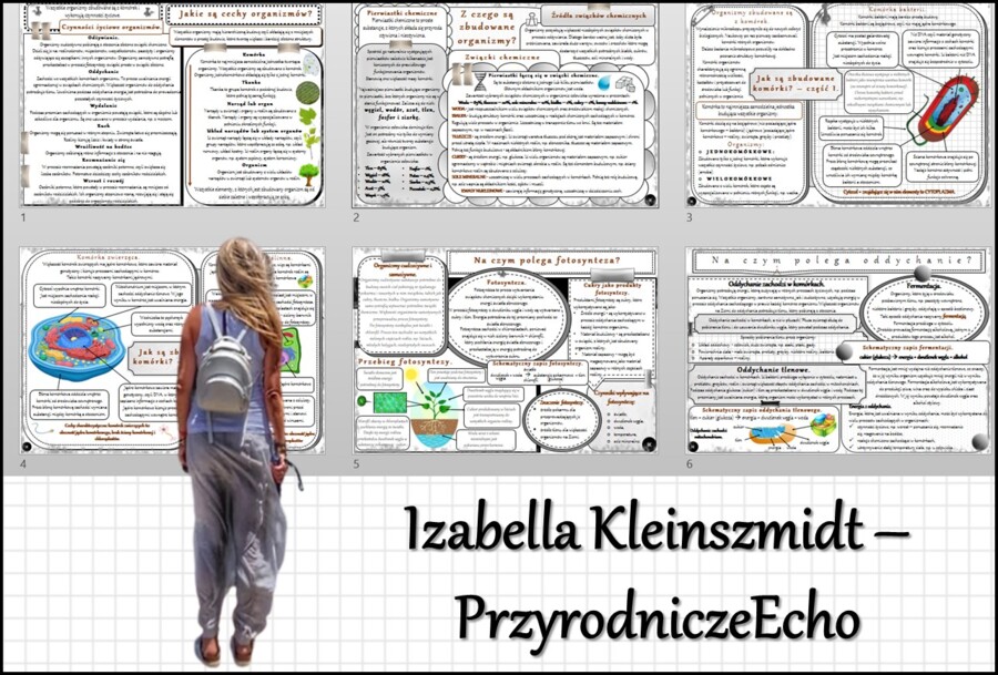 Zestaw sketchnotek/notatek/streszczeń/wklejek/ściąg dla ucznia i nauczyciela w pdf. Biologia 5 dział „Organizacja i chemizacja życia”. Notatki zostały wykonane na podstawie podręcznika z wydawnictwa WSiP.