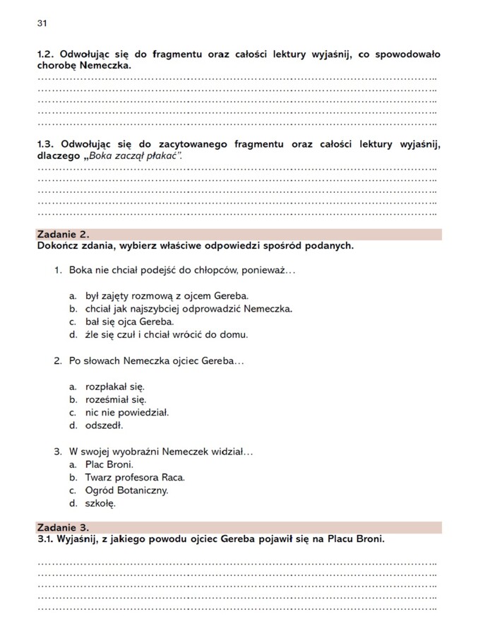 Fragmenty lektur do czytania i omawiania poczas lekcji
