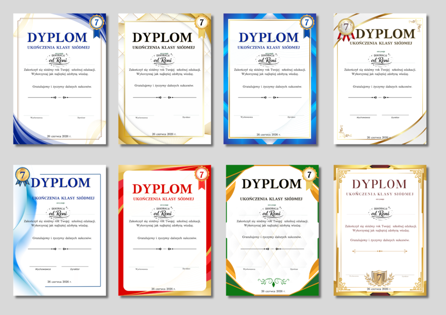 Dyplomy ukończenia klasy 7
