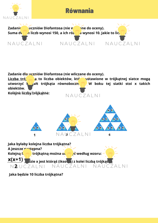 Projekt klasa6 Równania Uczniowie Diofantosa