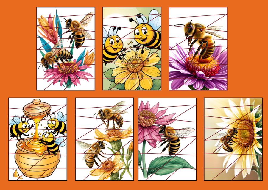 DZIEŃ PSZCZÓŁ - pszczoły – puzzle – biblioteka – przedszkole – świetlica – 20 wersji