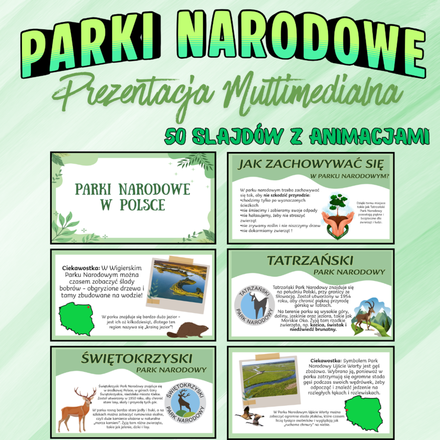 PARKI NARODOWE PREZENTACJA MULTIMEDIALNA Z ANIMACJAMI