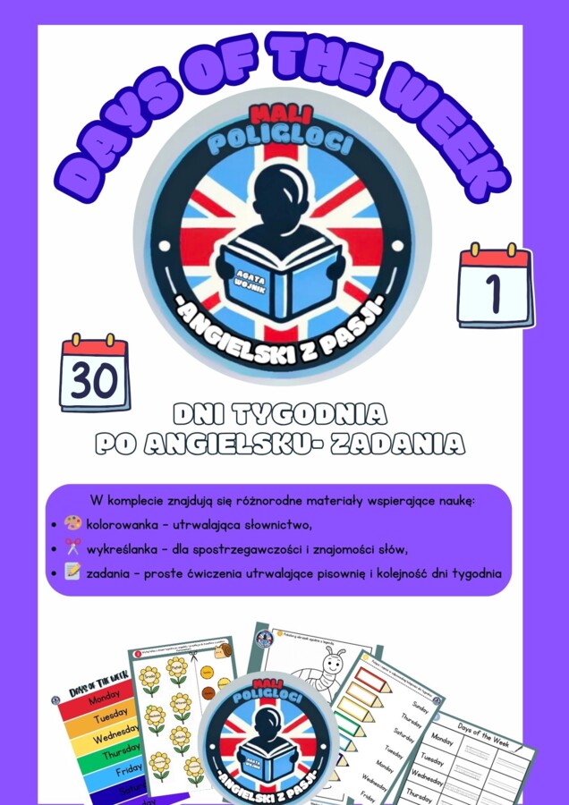 🎨 Ucz się i baw! Dni tygodnia po angielsku dla dzieci