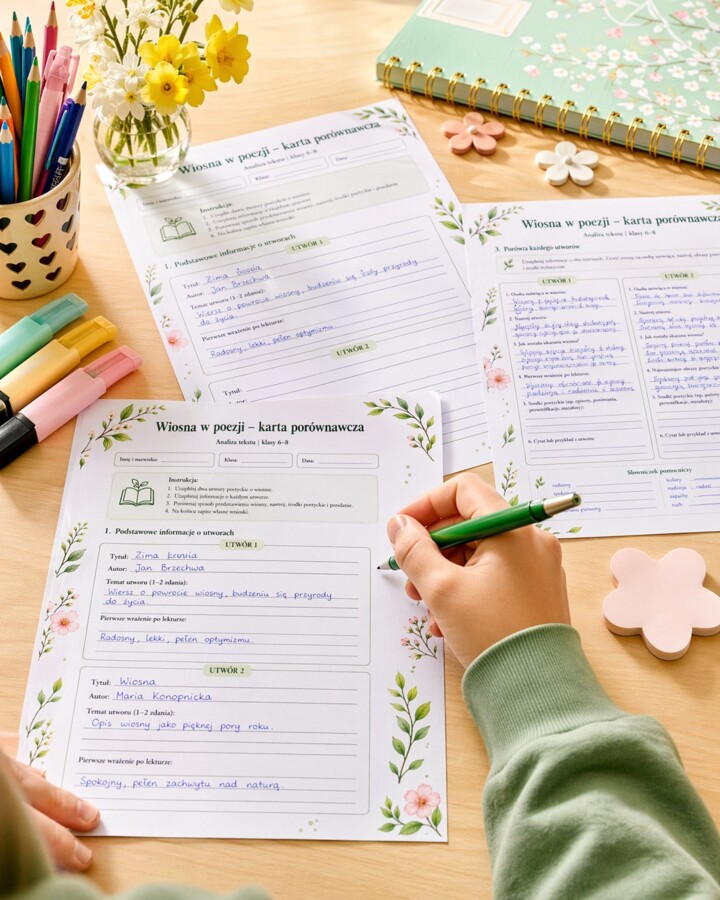 Wiosna w poezji - karta porównawcza
