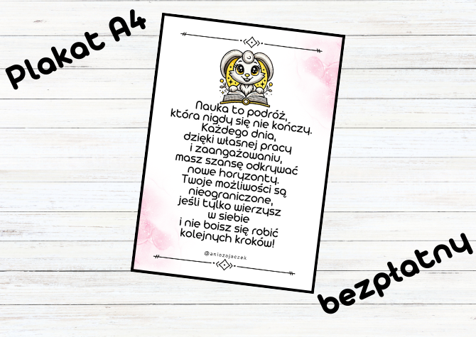 Bezpłatny Plakat - A4 - motywacja dla dzieci - Nauka to Podróż, Która Nigdy Się Nie Kończy!