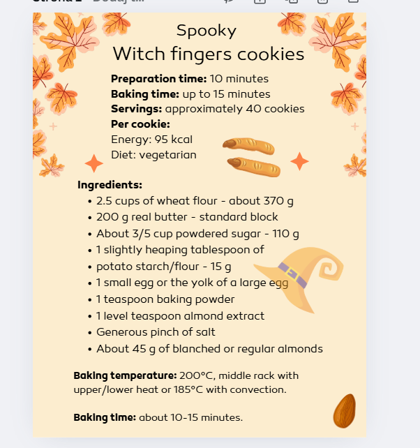 Przepis Spookie Witch Fingers cookies Halloween