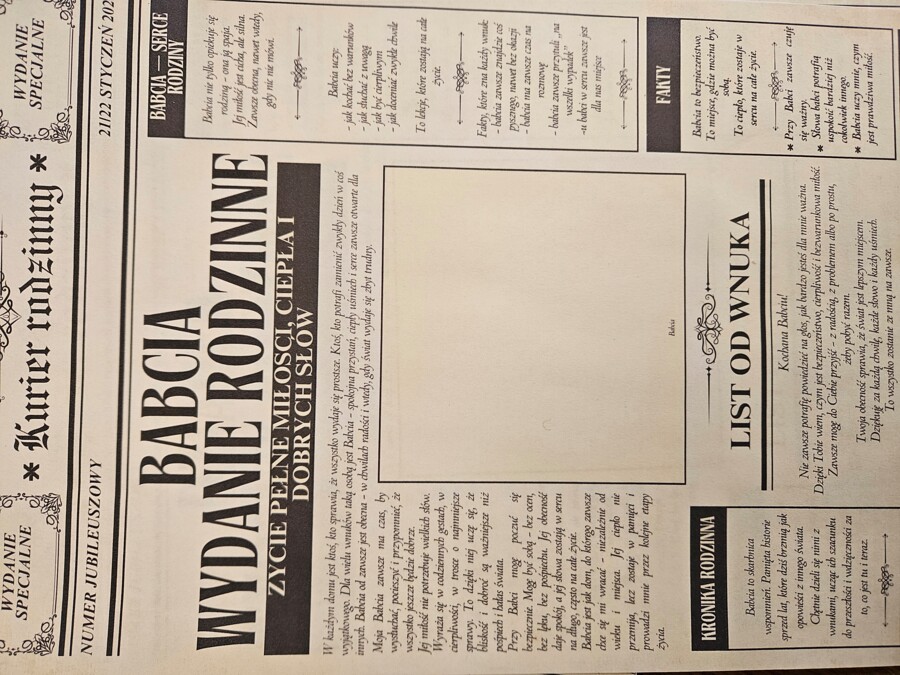 Dzień Babci i Dziadka - laurka, gazeta