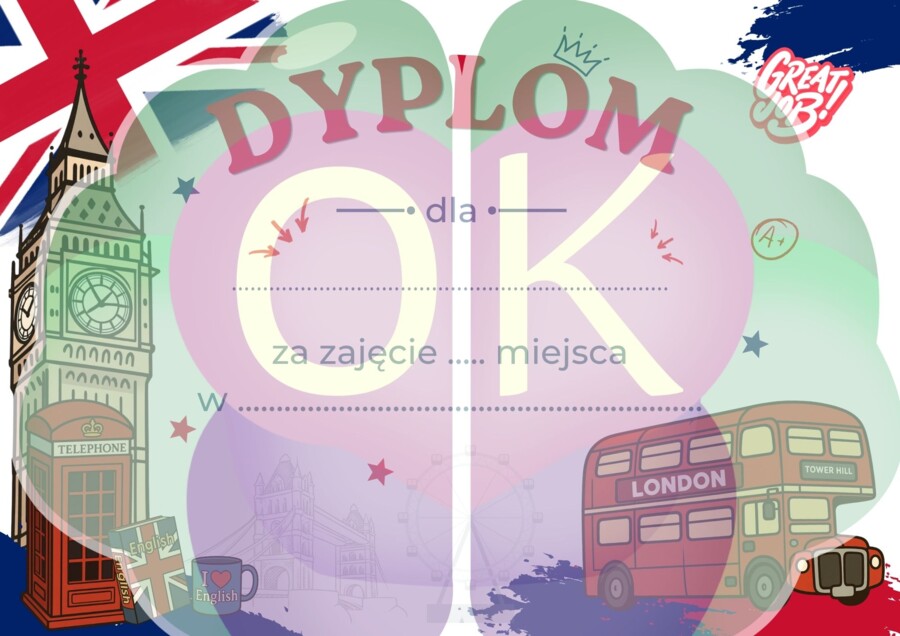 Złota Kolekcja Dyplomów z Języka Angielskiego (10 unikalnych wzorów)