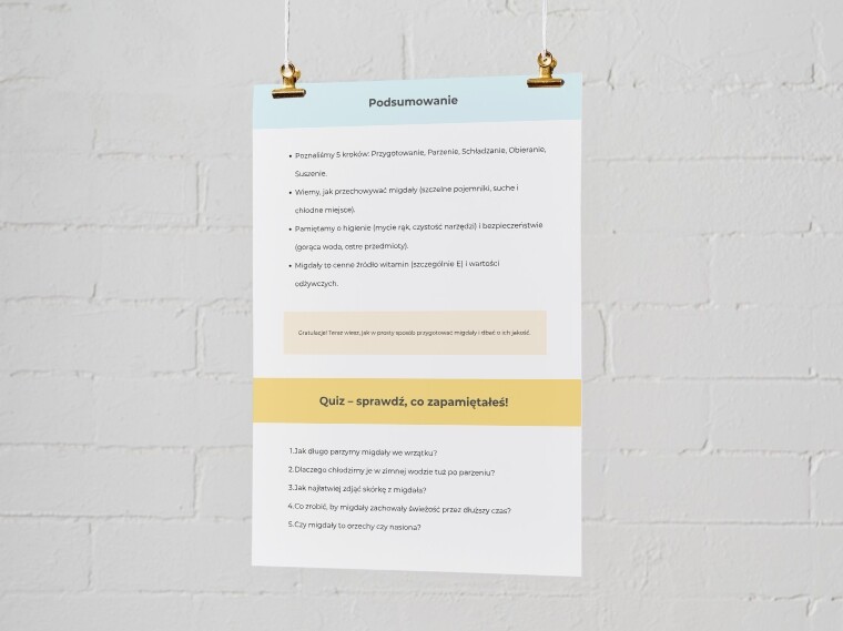 Jak obrać i przechowywać migdały? Plakat edukacyjny.