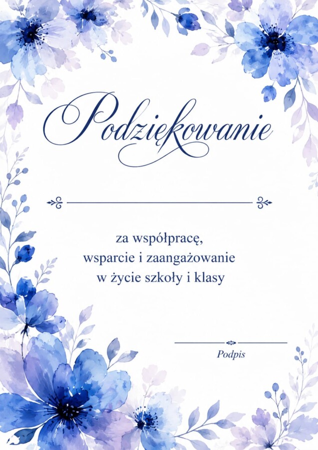 Dyplomy Podziękowania dla rodziców