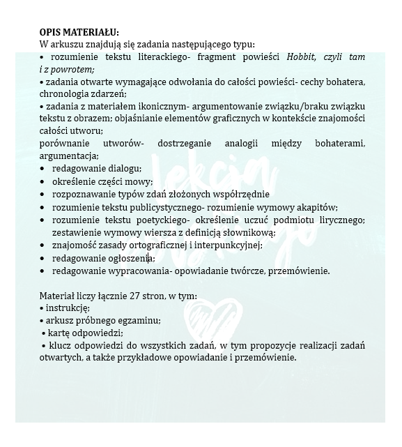PRÓBNY EGZAMIN JUŻ DLA SZOSTOKLASISTY- HOBBIT.