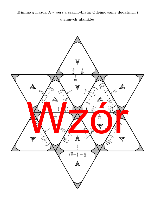Trimino - Odejmowanie dodatnich i ujemnych ułamków | matematyka