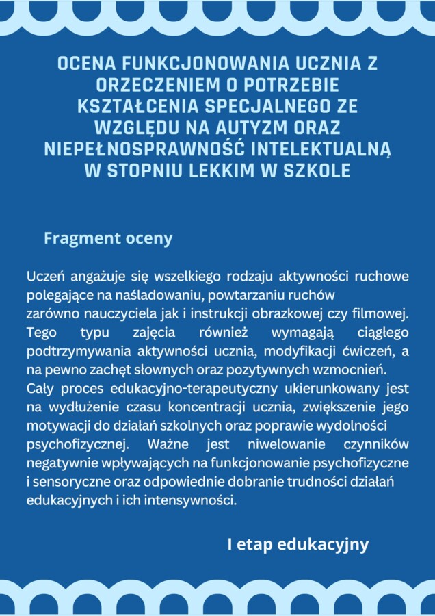 Ocena funkcjonowania ucznia z orzeczeniem o potrzebie kształcenia specjalnego