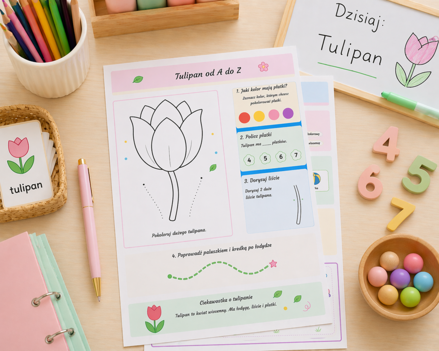 Tulipan od A do Z. Karta pracy dla 5-6 latków