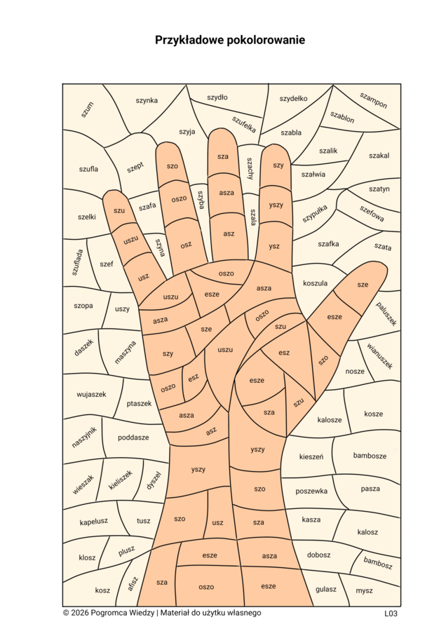 Głoska SZ- 5 kart pracy + klucz odpowiedzi