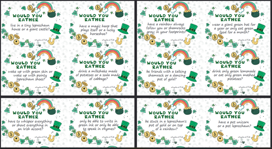 St. Patrick's Day (Dzień św. Patryka) gra Would you rather /40 kart