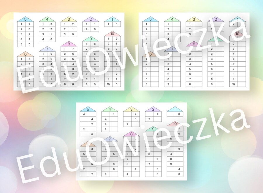 Domki liczbowe - karty pracy i plakat