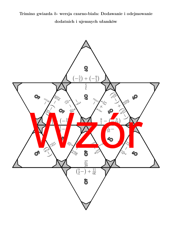Trimino - Dodawanie i odejmowanie dodatnich i ujemnych ułamków | matematyka