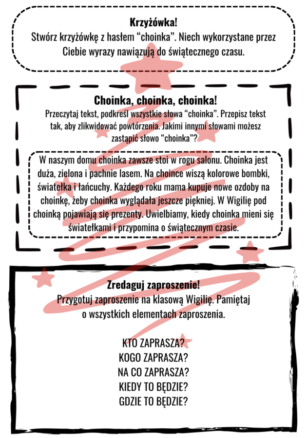 KALENDARZ ADWENTOWY - zimowe zadania POLONISTYCZNE dla klasy IV!