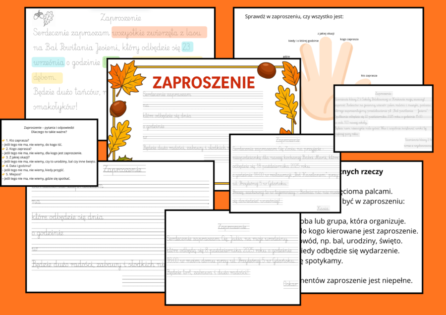 Jak napisać zaproszenie - jesienne, urodzinowe + szablon i ściągi - jak to zrobić i dlaczego to takie ważne. TERAPIA RĘKI.