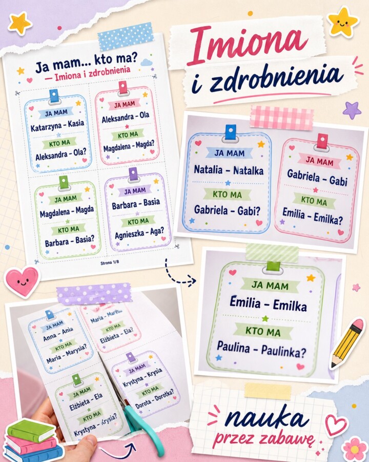 Gra Ja mam... kto ma... Imiona i zdrobnienia
