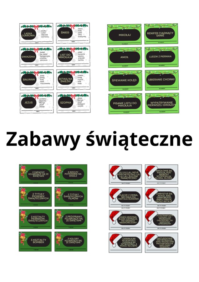 Pakiet zabaw na wigilię klasową/mikolajki/spotkanie świąteczne