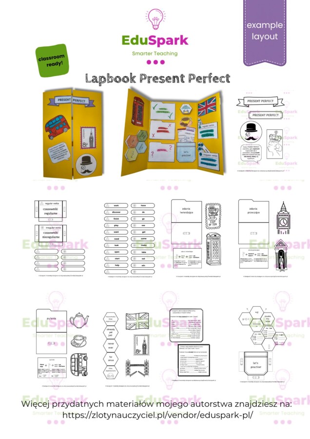 Lapbook Present Perfect | gramatyka angielska | klasy 6-8, liceum | PDF do druku