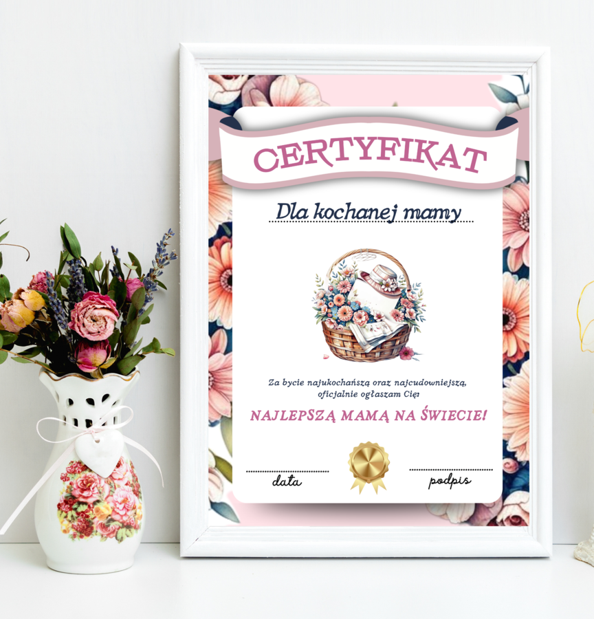 Zestaw na Dzień Mamy : Zaproszenie na dzień Mamy, Kartki na dzień mamy, Certyfikat dla Mamy, Kotyliony dla Mamy ❤️