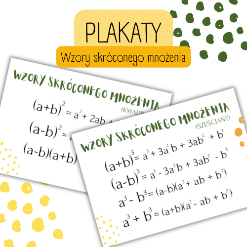 Plakaty (lub wklejka do zeszytu) do druku - WZORY SKRÓCONEGO MNOŻENIA