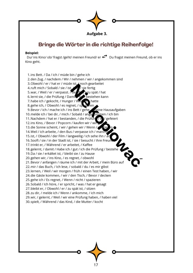 Konjunktionen und Satzarten - Zusammenfassung Spójniki i typy zdań - podsumowanie niemiecki