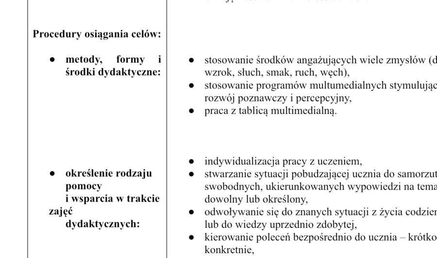 Indywidualny Program Edukacyjno - Terapeutyczny - IPET wzór