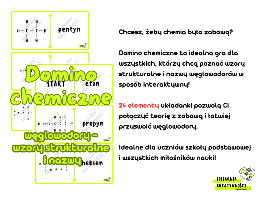 Domino chemiczne - węglowodory - wzory strukturalne i nazwy