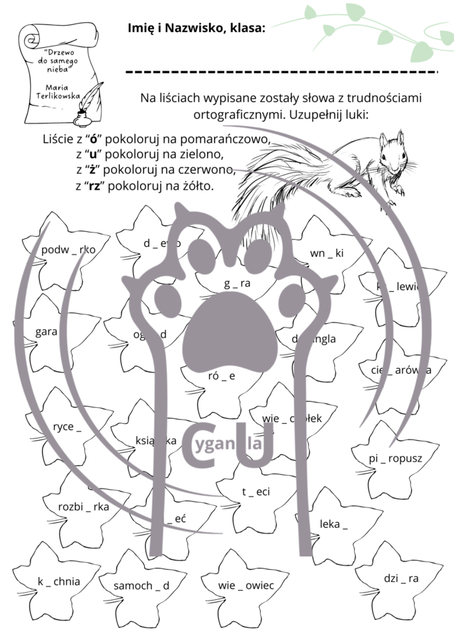 Karty Pracy z odpowiedziami „Drzewo do samego nieba” Maria Terlikowska