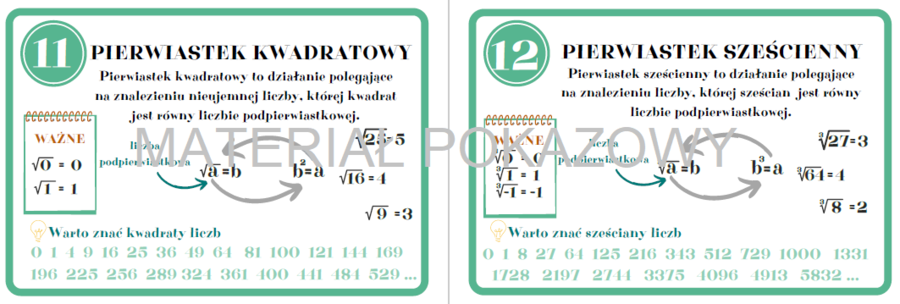 Matematyczne fiszki - liczby, cechy podzielności, liczby rzymskie, potęgi, pierwiastki