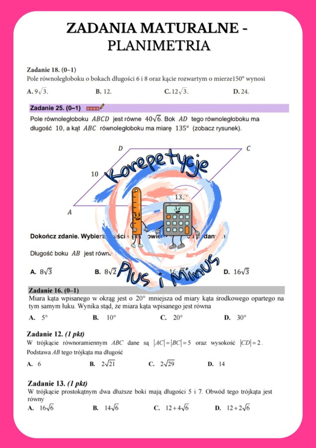 Zadania maturalne - planimetria
