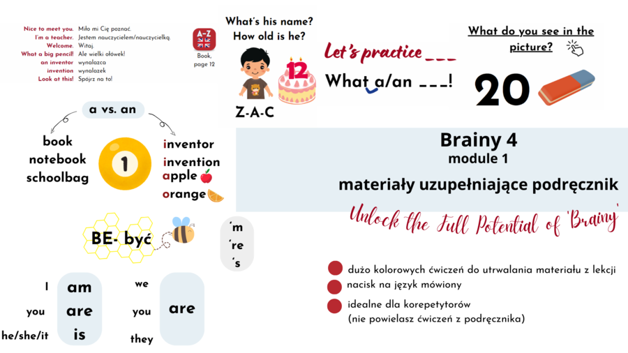 Brainy 4, Unit 1, materiały dodatkowe rozwijające podręcznik, to be