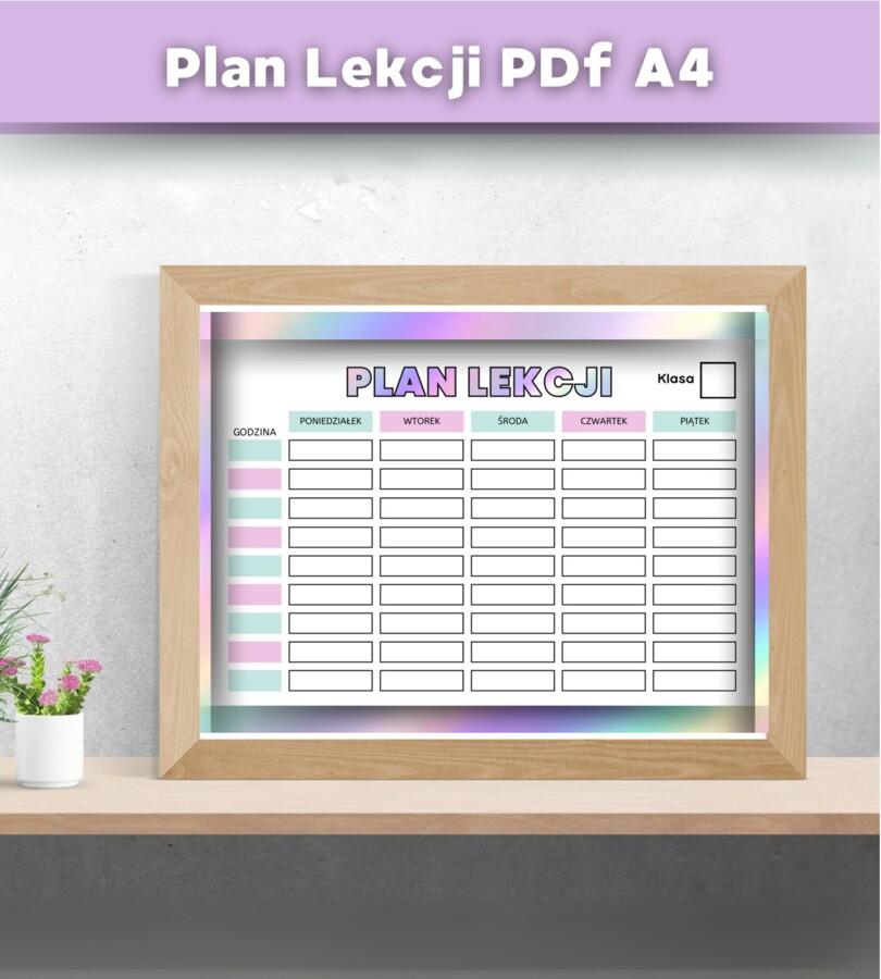 Uroczy Plan Lekcji w formacie A4 – plik PDF