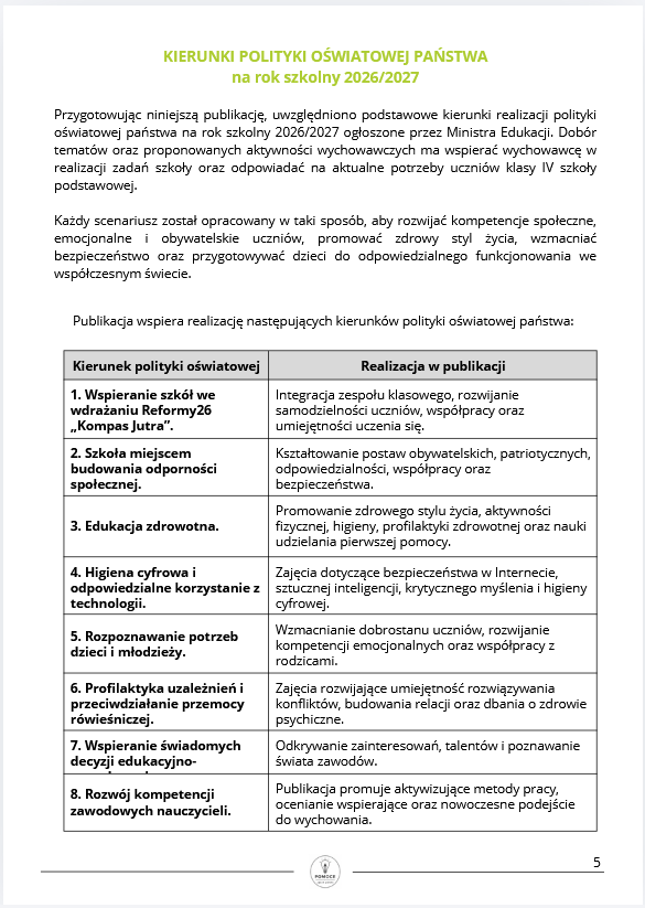 36  scenariuszy  godzin wychowawczych kl 4 PLAN PRACY WYCHOWAWCZEJ