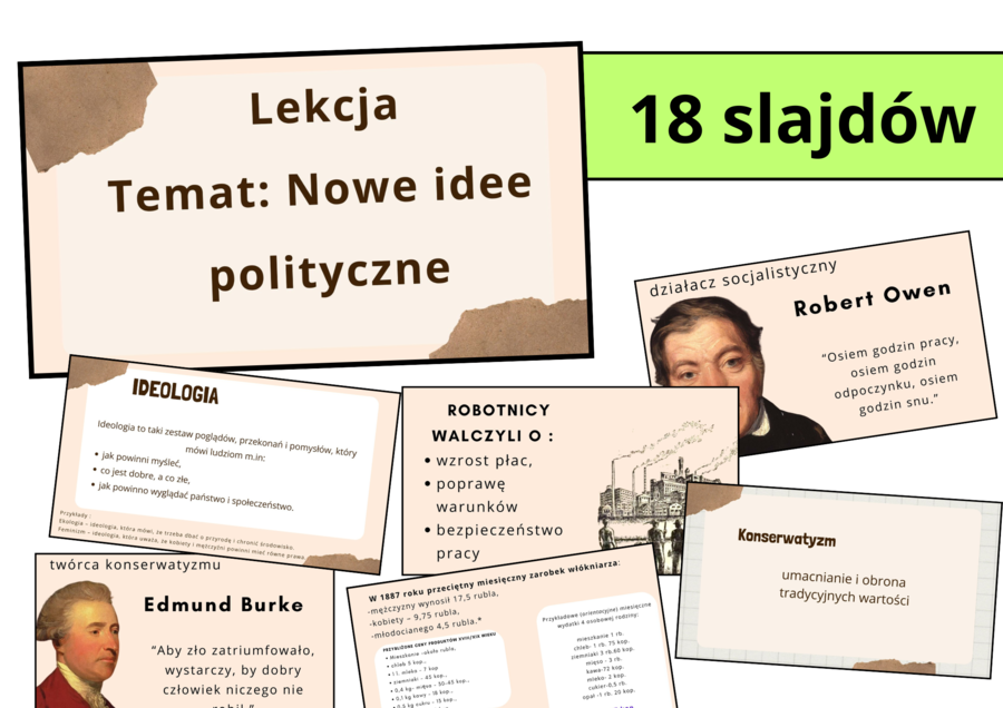 Prezentacja multimedialna- NOWE IDEE POLITYCZNE, zgodna z podstawą programową, możliwość edycji
