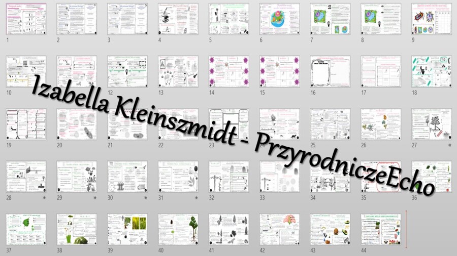 Biologiczne karty pracy dla klasy 5 w formacie pptx. Materiał zawiera 44 karty pracy do samodzielnego uzupełniania