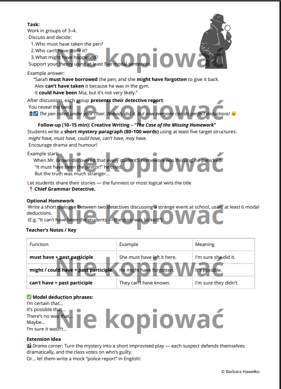 Scenariusz i karta pracy The Grammar of Lies and Secrets – Modals of Deduction (B2)