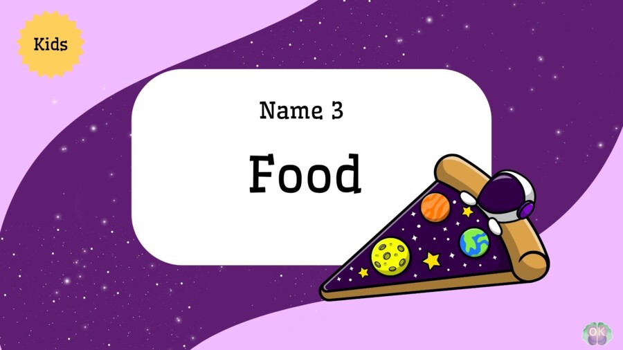 🍓 Name 3: Food Edition – zabawa językowa dla dzieci! (poziom KIDS A1, 17 stron)gra językowa, jedzenie po angielsku, angielski dla dzieci, nauka słownictwa, A1, name 3, speaking, zabawa na lekcji, food vocabulary, gra klasowa, Name 3 game, Food vocabulary
