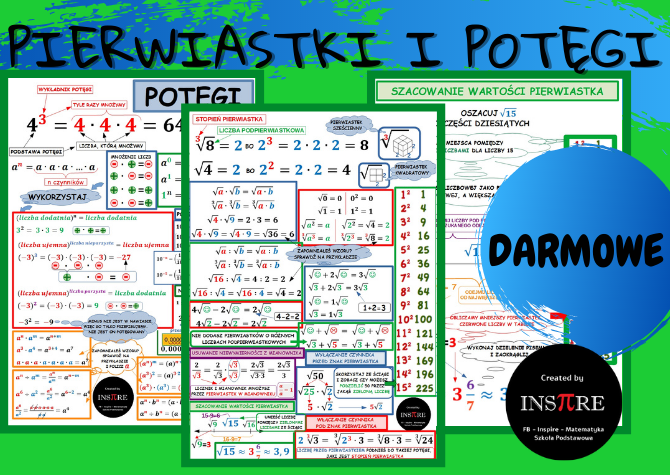 POWTÓRKA - PIERWIASTKI i POTĘGI - WŁASNOŚCI, DZIAŁANIA.
