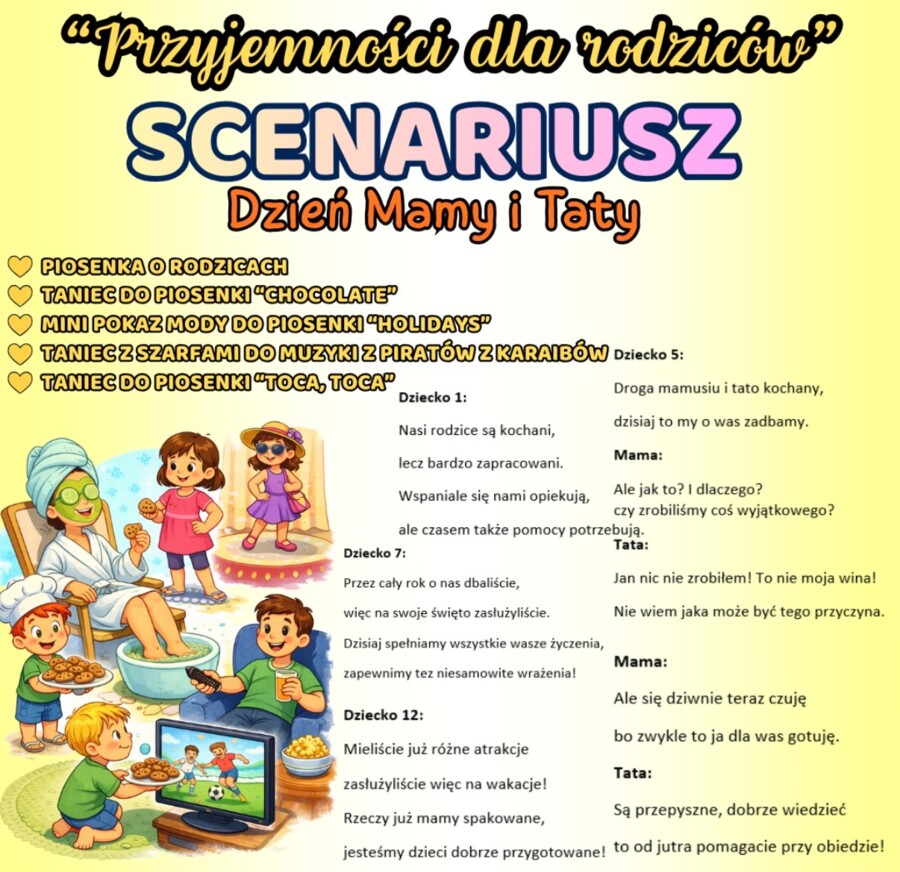 Scenariusz na Dzień Mamy i Taty "Przyjemności dla rodziców"