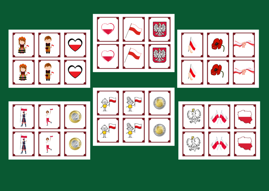 11 LISTOPADA – Święto Odzyskania Niepodległości – MEMORY – 36 szt. – biblioteka – świetlica