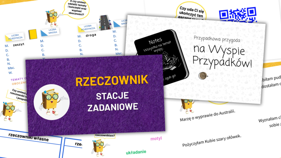 Rzeczownik - stacje zadaniowe i escape room "Na wyspie przypadków"