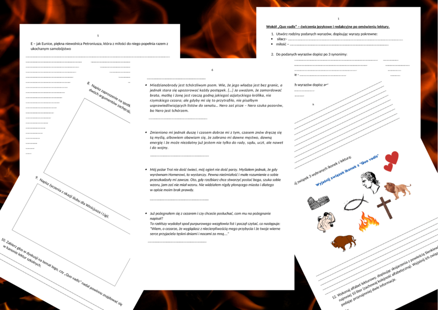 "QUO VADIS" – ćwiczenia gramatyczne, ortograficzne i redakcyjne po omówieniu lektury