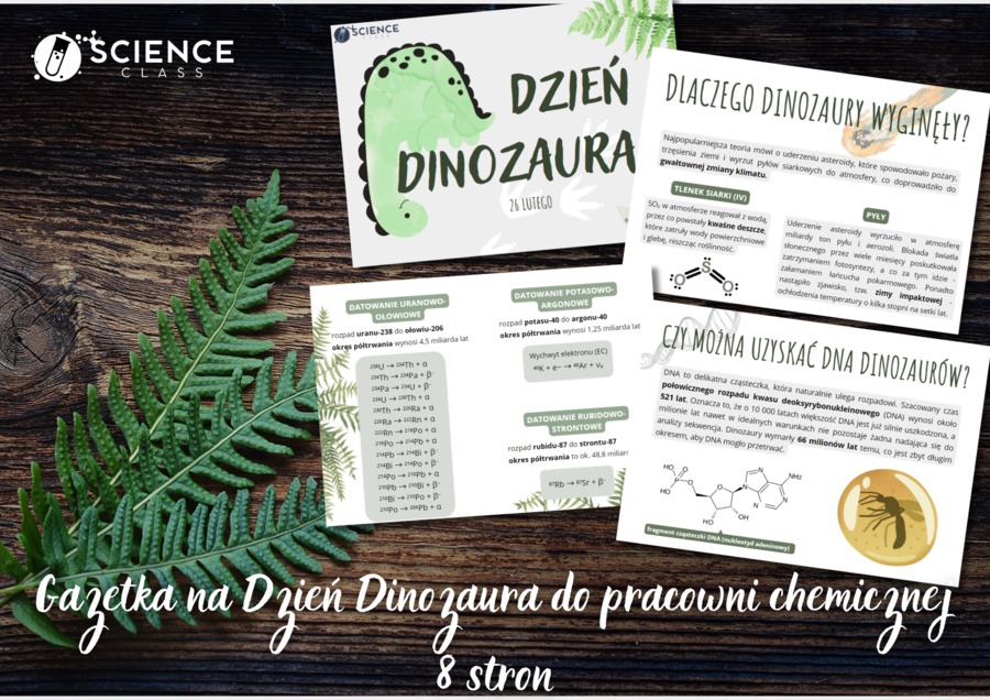 Gazetka na Dzień Dinozaura do pracowni chemicznej