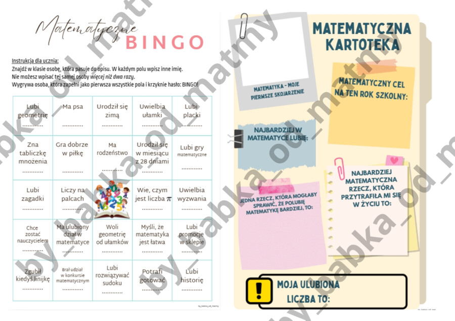 GOTOWIEC na lekcję organizacyjną z matematyki