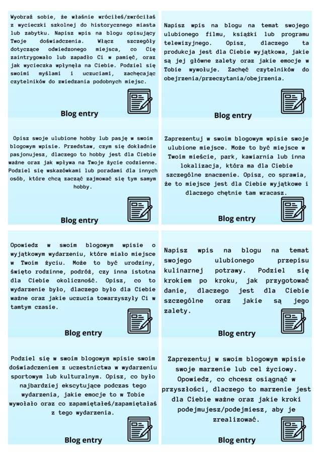 Blog entry topics matura